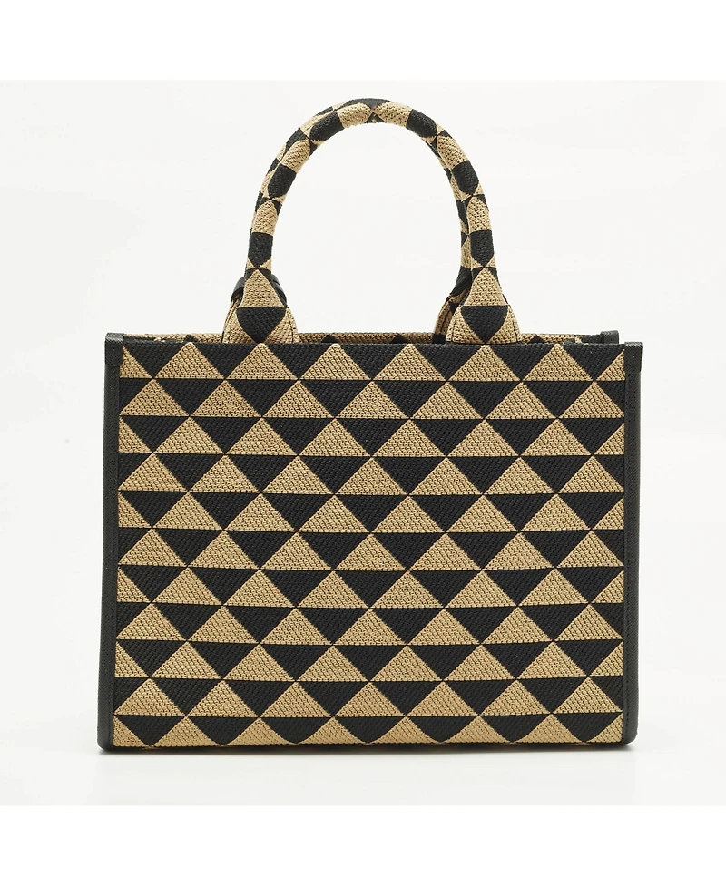 Pre-Owned Prada Women's Symbole Small Embroidered Fabric Tote Bag