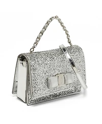 Pre-Owned Salvatore Ferragamo Women's Vara Bow Glitter and Leather Top Handle Crossbody Bag
