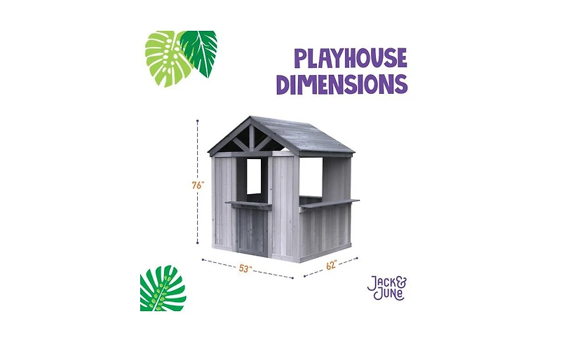 Jack & June Jj-Playhouse Cedar Farmhouse Playhouse, 53" L x 48" W x 64" H, Ages 3+