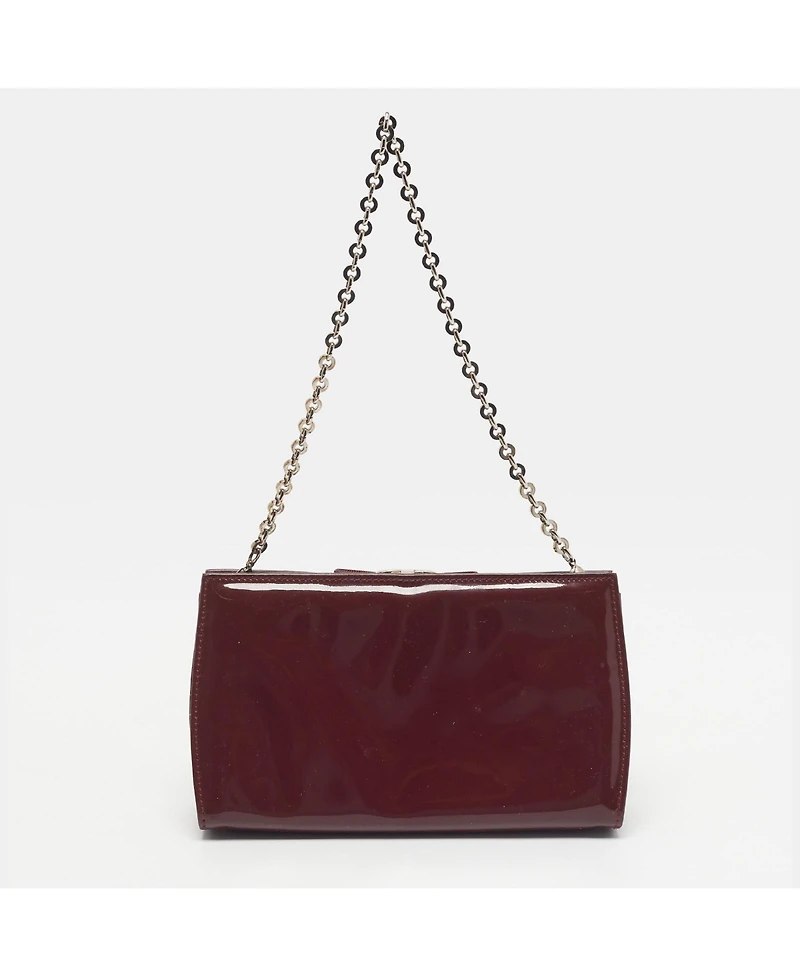 Pre-Owned Salvatore Ferragamo Women's Miss Vara Patent Leather Chain Clutch