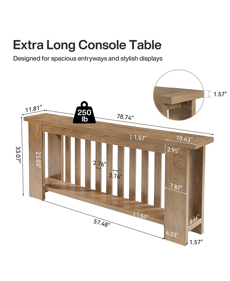 Tribesigns Farmhouse Console Table,Wooden Entryway Table with Storage Shelves