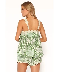 Petal and Pup Women's Lillian Square-Neckline Scallop-Trim Top Shorts, 2-Piece Set