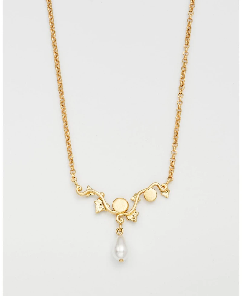 Fable England Ivy and Pearl Necklace in Gold