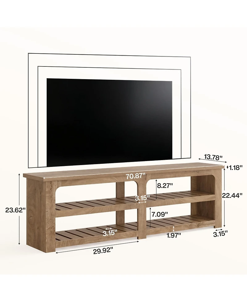 Tribesigns Farmhouse Fluted Tv Stand with Storage Shelves, Media Console