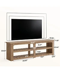 Tribesigns Farmhouse Fluted Tv Stand with Storage Shelves, Media Console