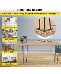 Sugift Set of 4 Hairpin Table Legs 26 Inch 3-Rod Carbon Steel with 220 Pound Rating Each