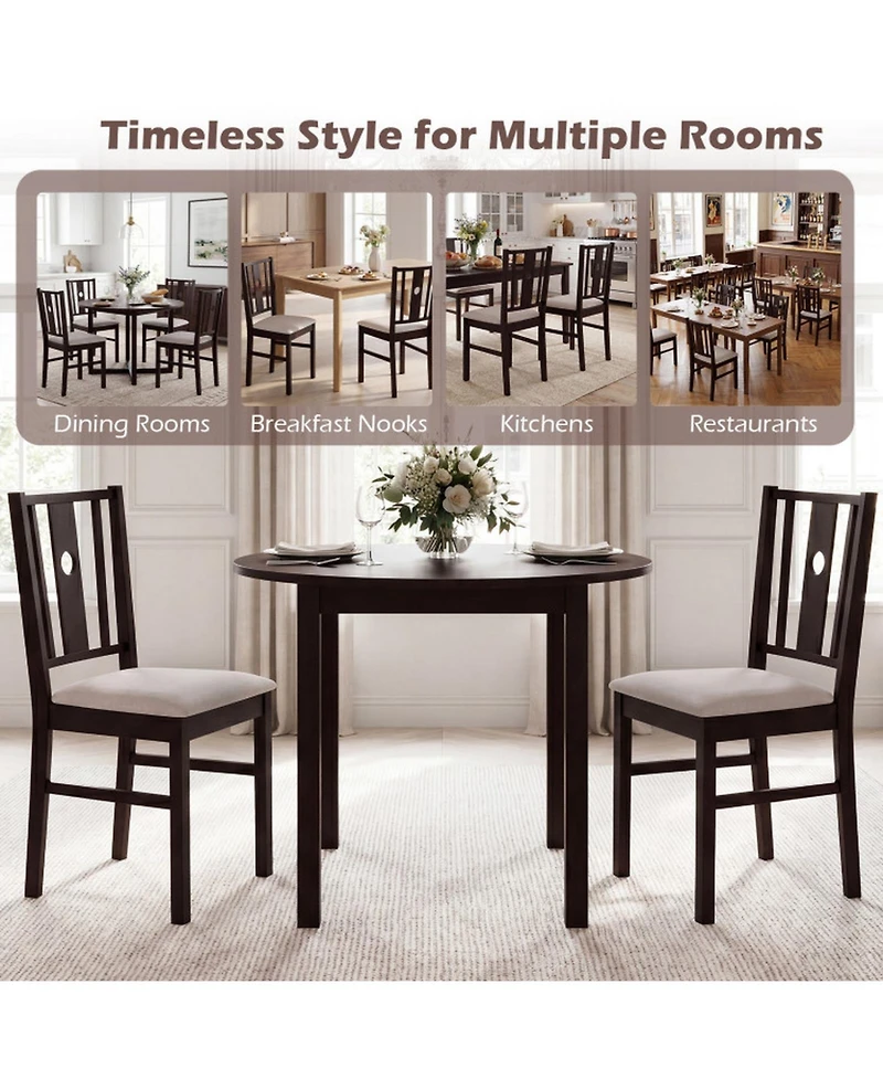 Gouun Slatted-Back Dining Chairs with a Wide Seat