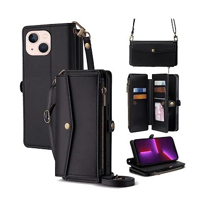 Artudatech Crossbody Strap Wallet Case for iPhone 12-17