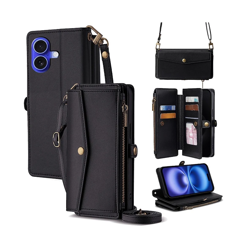 Artudatech Crossbody Card Holder Wallet Case for Apple iPhone 12-17