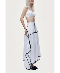 Nocturne Women's Linen High-Waisted Asymmetric Hem Skirt