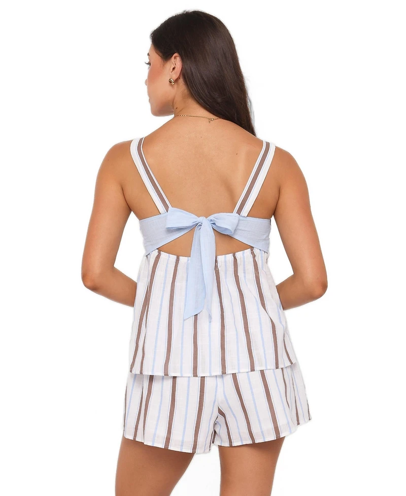 Petal and Pup Women's Sallie Square Neckline Pull-On Top Shorts, 2-Piece Set