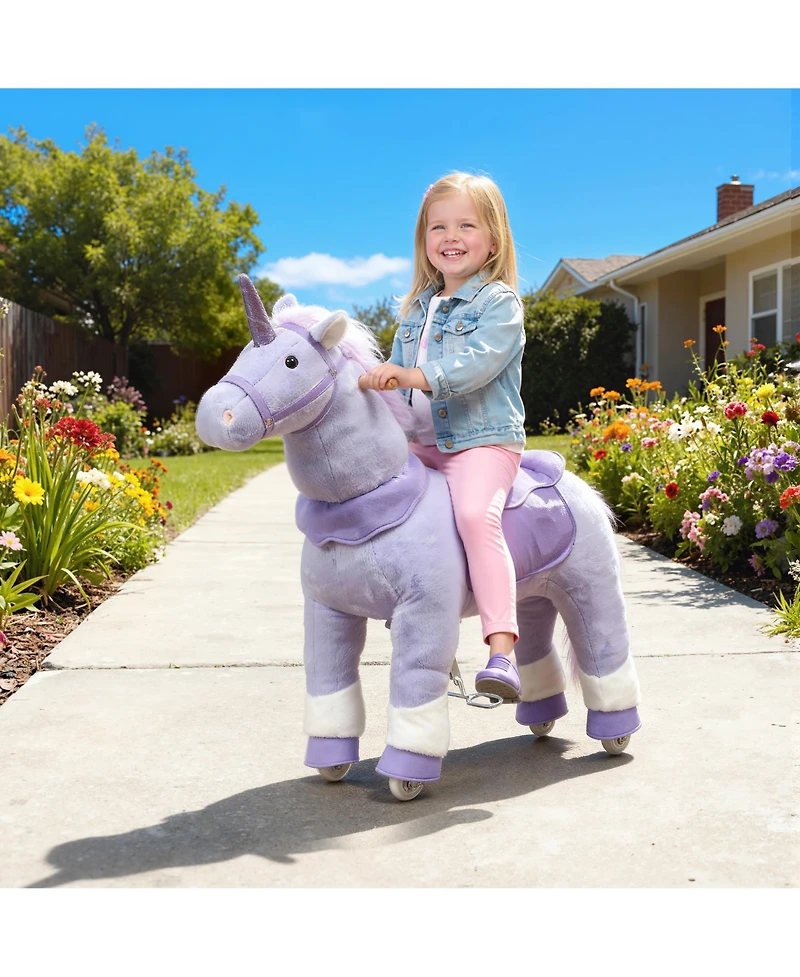 Glintex Ride On Unicorn Plush Pedal-Powered Ride-On, 37.8" Tall, Ages 4-7