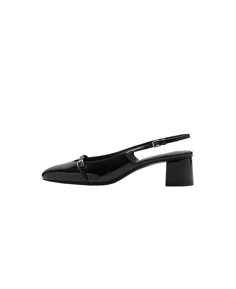 Mango Block Heel Slingback Faux Leather Pumps