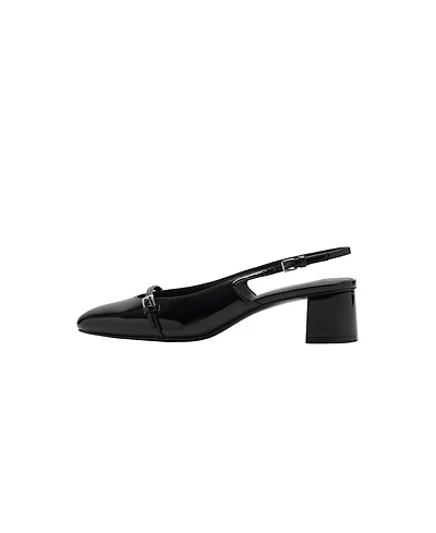 Mango Block Heel Slingback Faux Leather Pumps