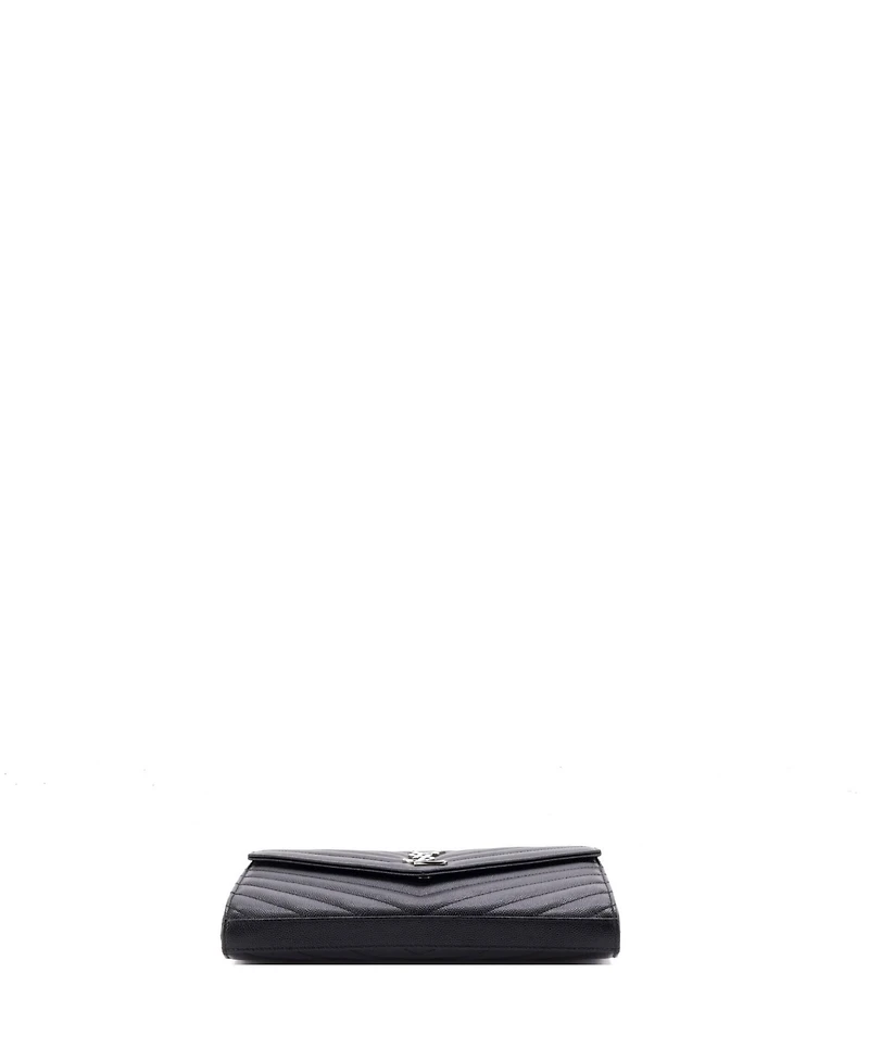 Pre-Owned Saint Laurent Medium Classic Monogram Wallet on Chain Matelasse Chevron Leather