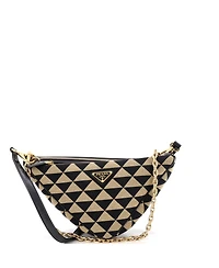 Pre-Owned Prada Mini Double Symbole Triangle Bag Leather and Jacquard