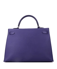 Pre-Owned Hermes Kelly 35 Handbag Blue Epsom with Palladium Hardware
