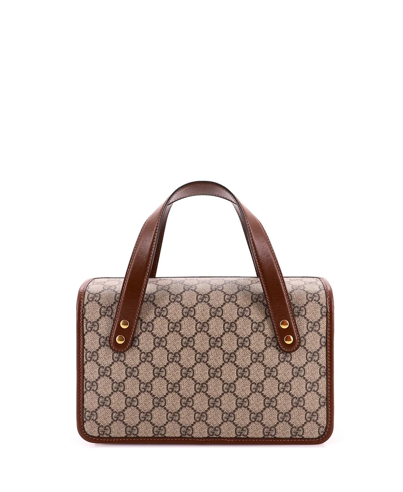 Pre-Owned Gucci Small Horsebit 1955 Boston Bag Gg Coated Canvas