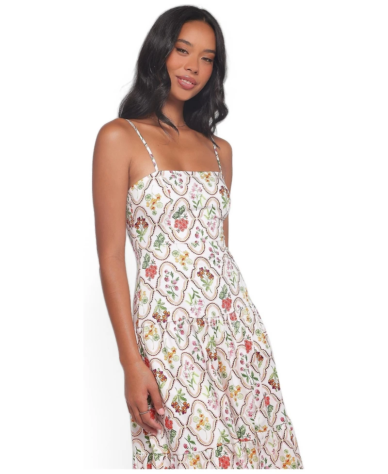 Petal and Pup Women's Botanique Floral-Print A-Line Square Neck Midi Dress