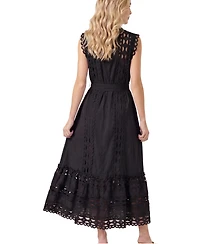 Modenaire Women's Sleeveless High-Neck Lace Overlay Maxi Dress