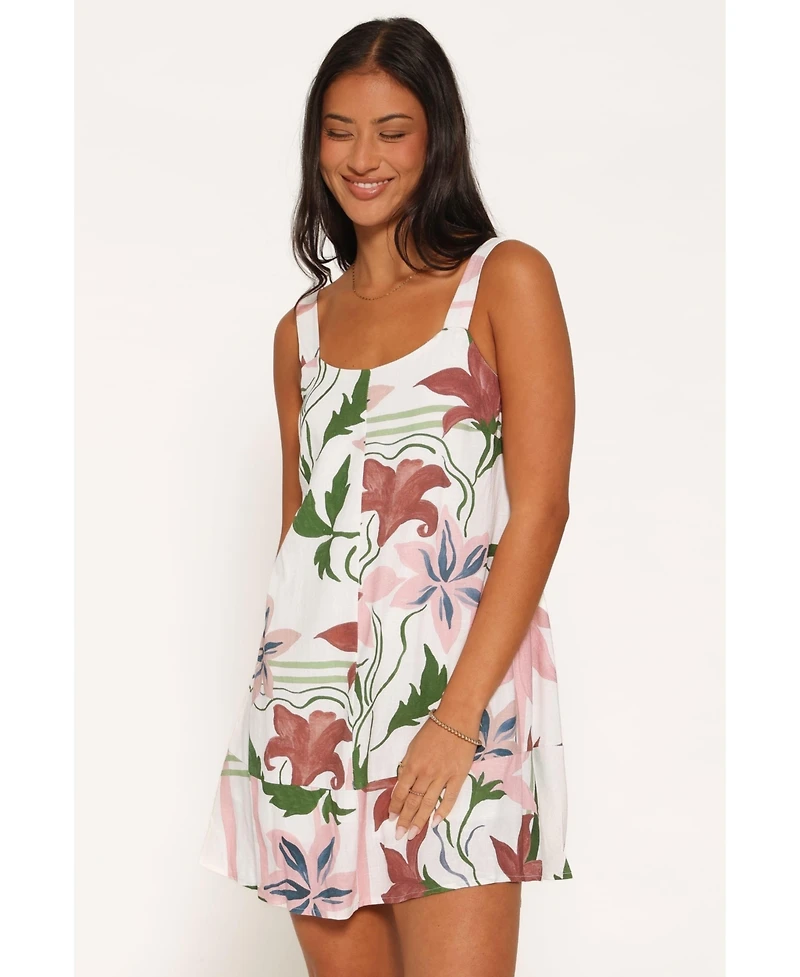 Petal and Pup Women's Farlie Square-Neckline Floral-Print Sleeveless Mini Dress