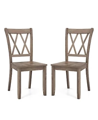 Mecale Set of 2 Cross Back Rubber Wood Dining Chairs