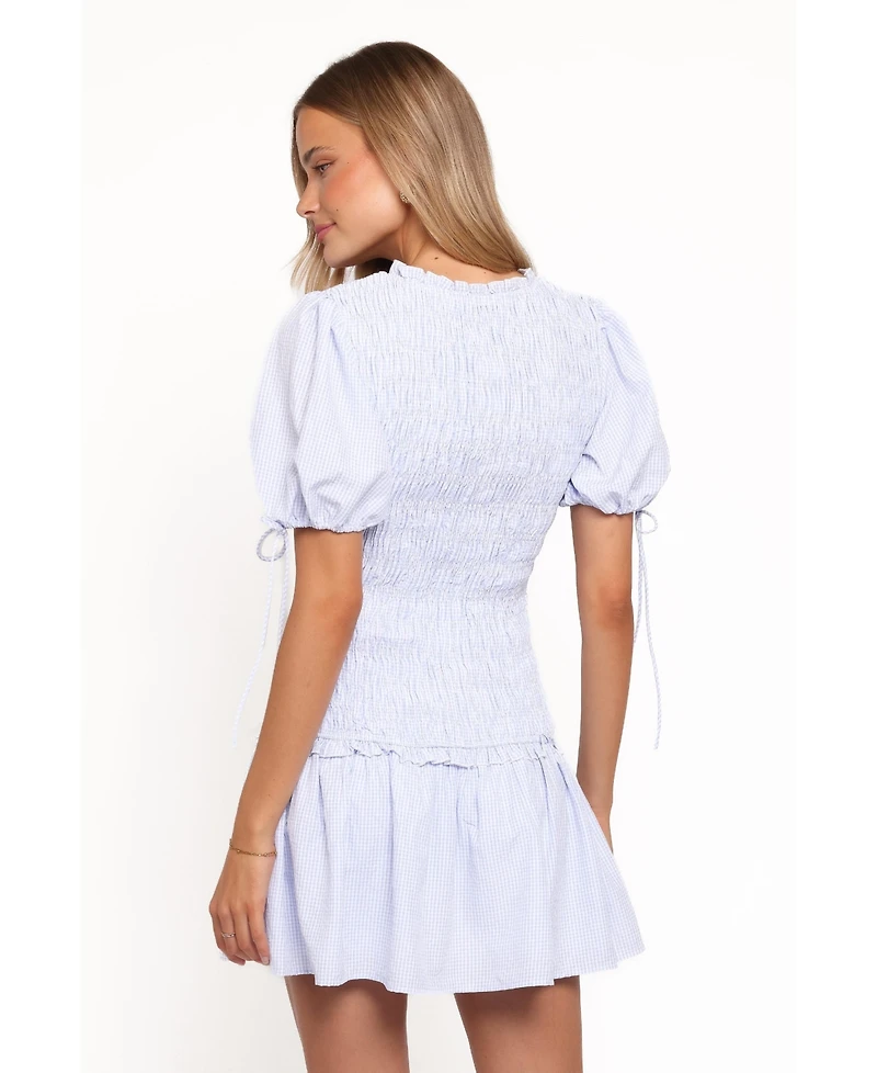 Petal and Pup Women's Kaelyn Fit & Flare Puff Sleeve Gingham Mini Dress