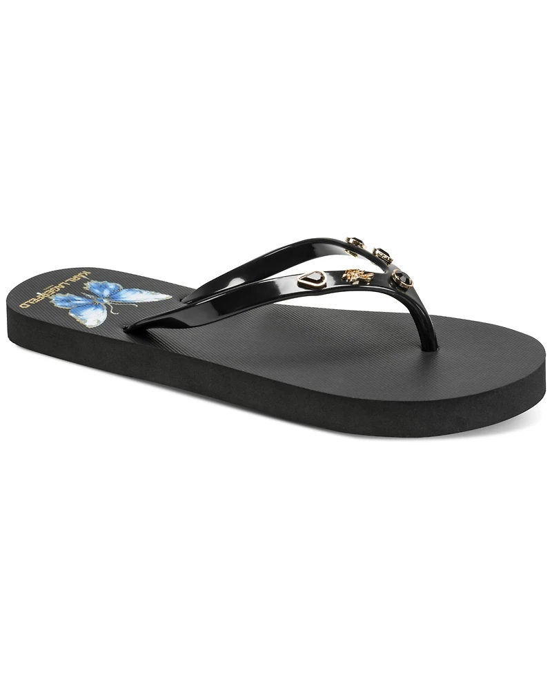 Karl Lagerfeld Paris Women's Zimia Stone Slip-On Flip Flops