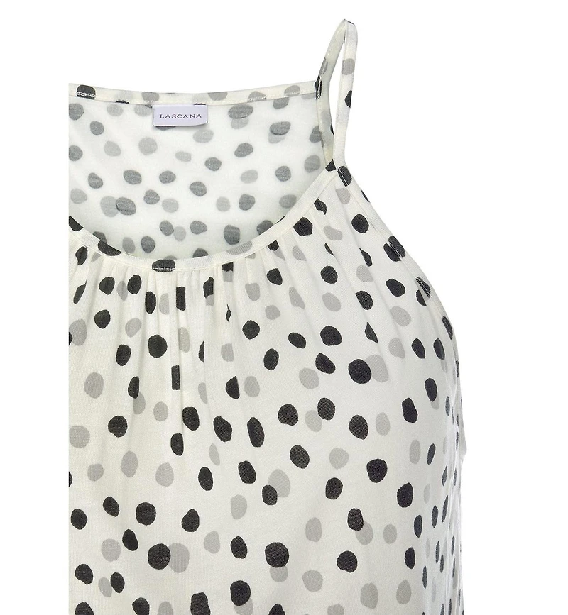 Lascana Women's Viscose Polka-Dot Print High Neck Tiered Maxi Dress