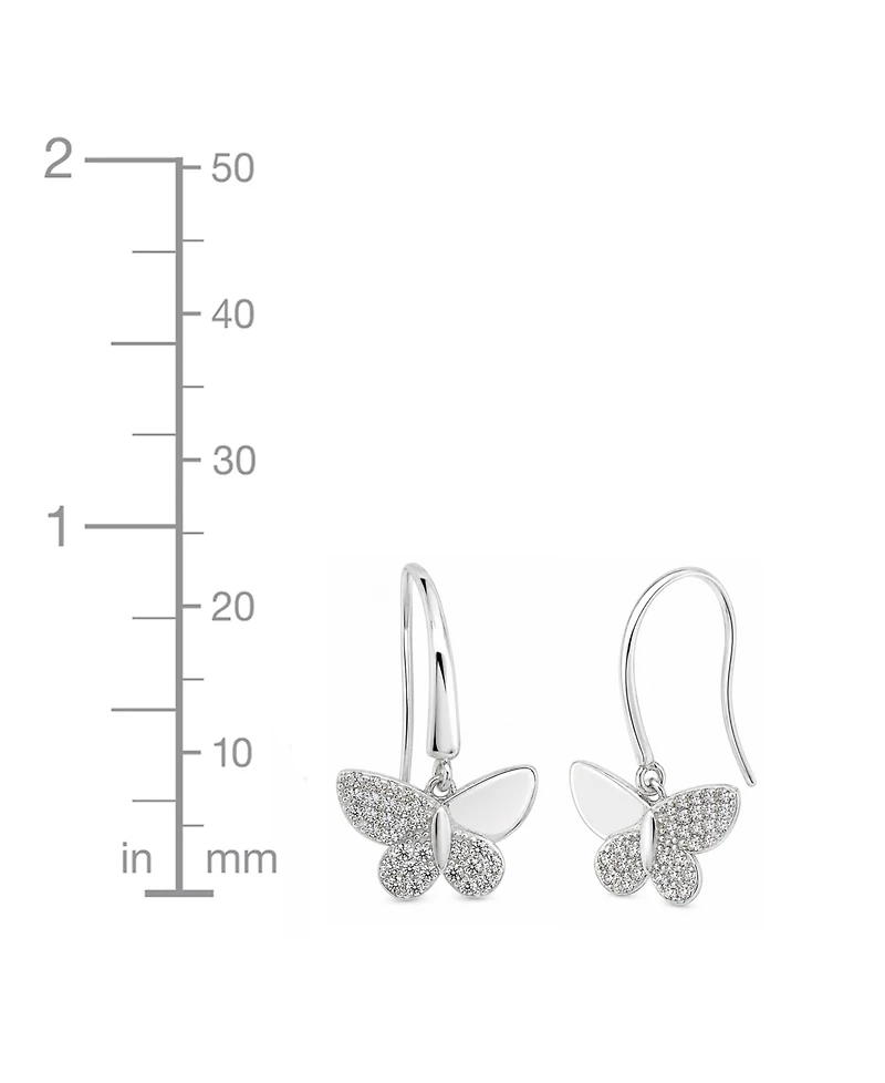 And Now This Cubic Zirconia Butterfly Drop Earring in Silver Plate, Gold Plate or Rose Gold Plate
