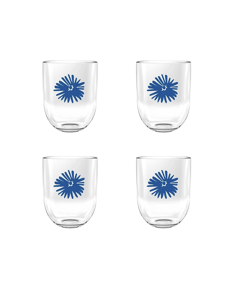 Abode Homewares Midsummer Acrylic Floral Stemless Wine Glasses, Set of 4