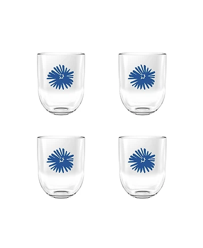 Abode Homewares Midsummer Acrylic Floral Stemless Wine Glasses, Set of 4