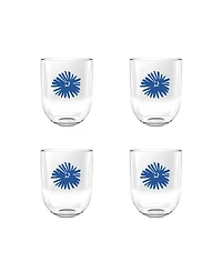 Abode Homewares Midsummer Acrylic Floral Stemless Wine Glasses, Set of 4