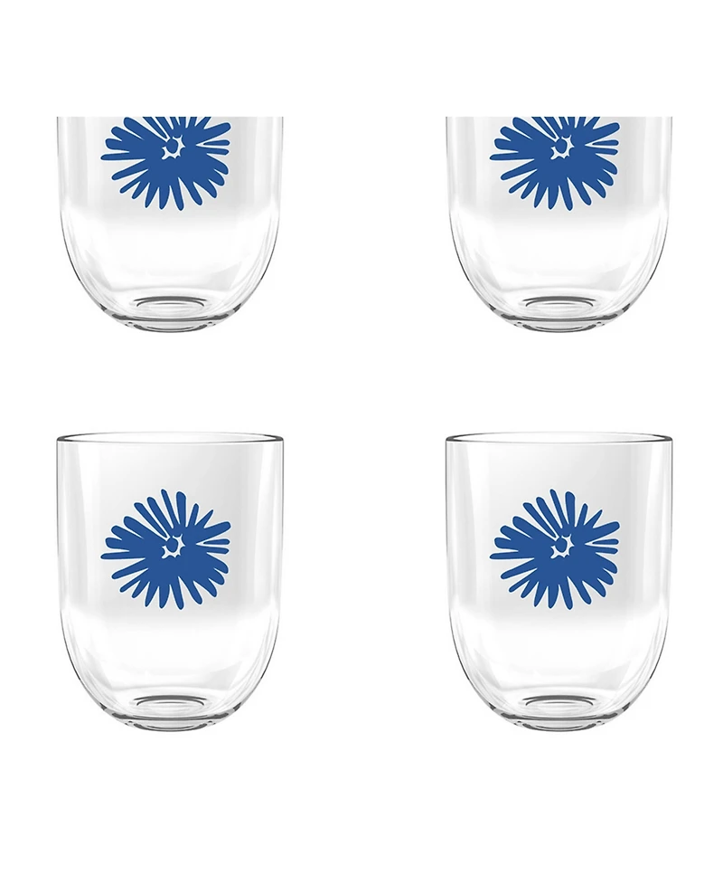 Abode Homewares Midsummer Acrylic Floral Stemless Wine Glasses, Set of 4