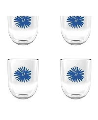 Abode Homewares Midsummer Acrylic Floral Stemless Wine Glasses, Set of 4