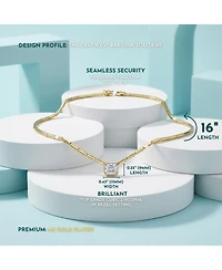 14K Gold Plated Cubic Zirconia East-West Solitaire Necklace