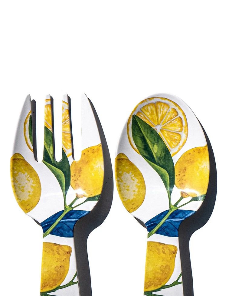 Abode Homewares Lemon Orchard Melamine Serving Utensils, Set of 2