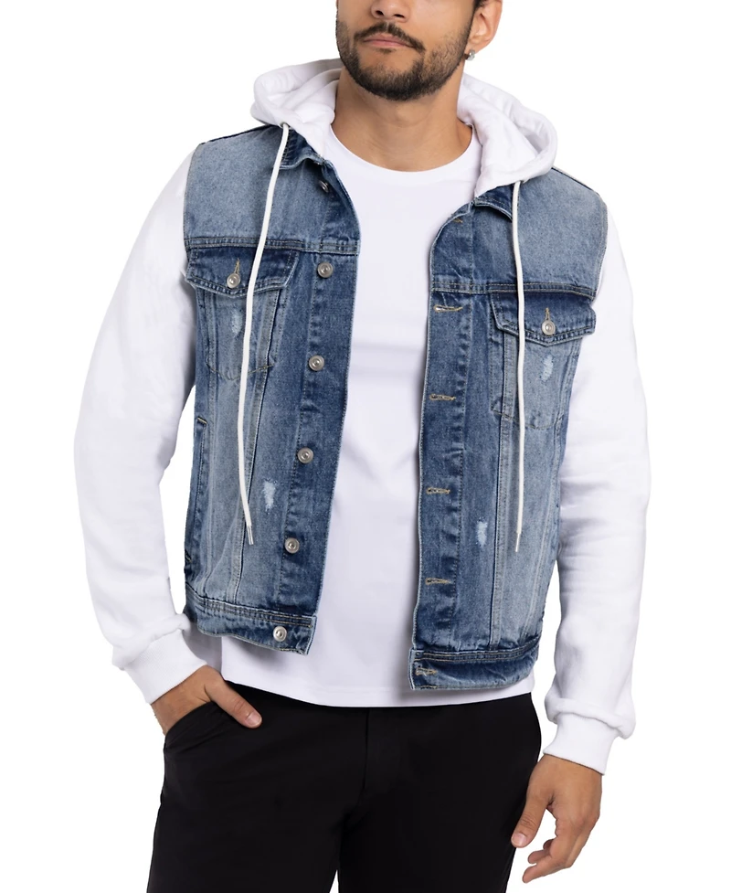 Men's Hooded Sweatshirt Denim Jacket
