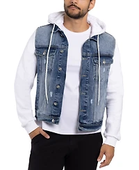 Men's Hooded Sweatshirt Denim Jacket