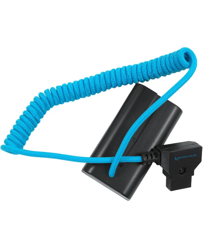 Kondor Blue D-Tap to Npf Coiled Dummy Battery Cable for Sony L-Series