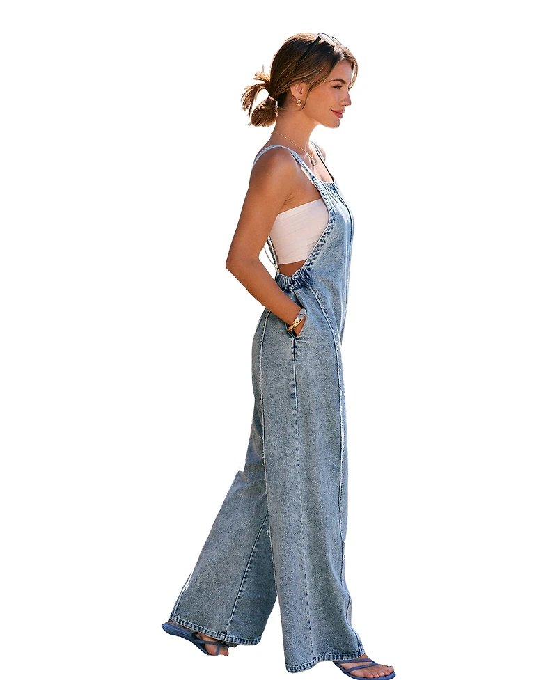 Cupshe Women's Square Neck Denim Jumpsuit