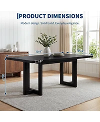 71 Inch Rectangular Dining Table With H Shaped Legs and Thick Wood Grain Top, Seats 6 8 Diners, Farmhouse Style For Kitchen Room