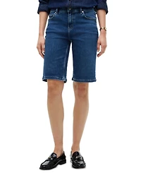 Tommy Hilfiger Women's Mid-Rise Slim Cuffed Denim Shorts, 9" Inseam