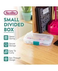 Sterilite Convenient Small Divided Clear Storage Pencil Box and Latch Lid, 12 Pack