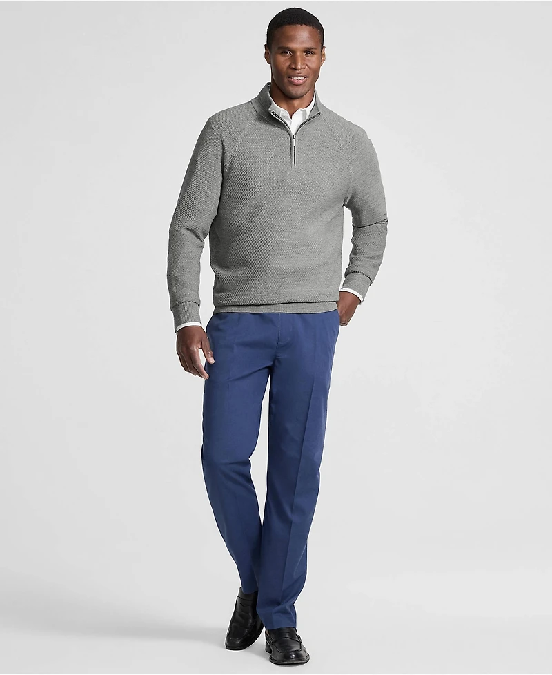 Lands' End Men's Long Sleeve Washable Merino Wool Quarter Zip Sweater