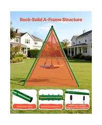 Glintex Backyard A-Frame Swing Stand, 32 in Saucer and Belt Seat, 440 lb Capacity, Ages 3-12