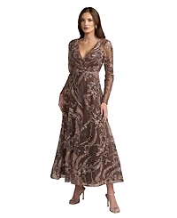 Mac Duggal Women's Floral-Print Embroidered A-Line Dress