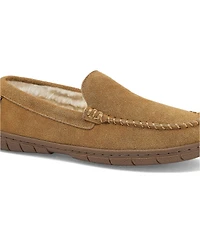 Lands' End Women's Wide Width Fuzzy Lined Suede Moccasin Slippers