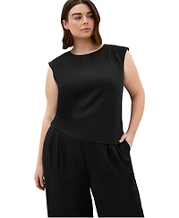 City Chic Plus Jett Sleeveless Pleat-Detail Blouse