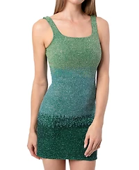 Self-Adore Women's Ombre Hand Beaded Embellished Mini Dress
